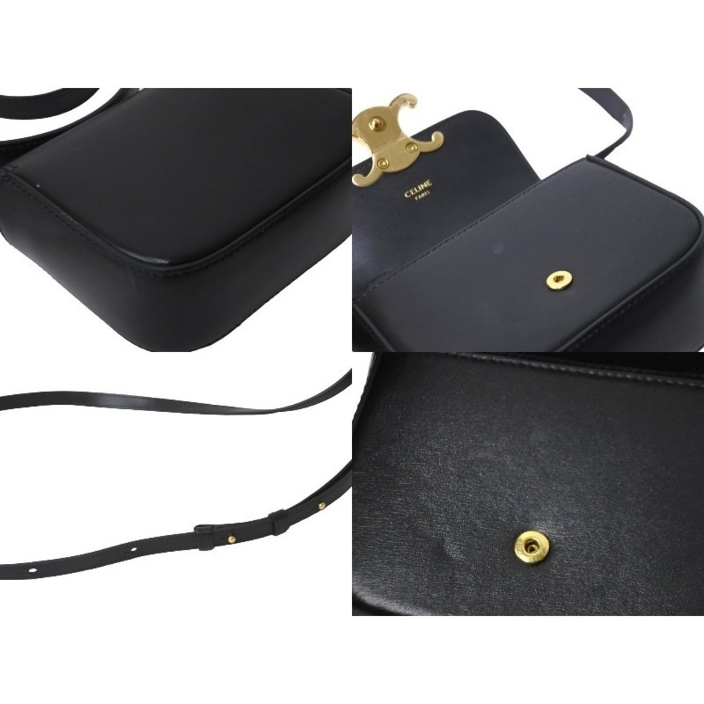 CELINE Claude Shoulder Bag Black Shiny Calfskin - Picture 8 of 9